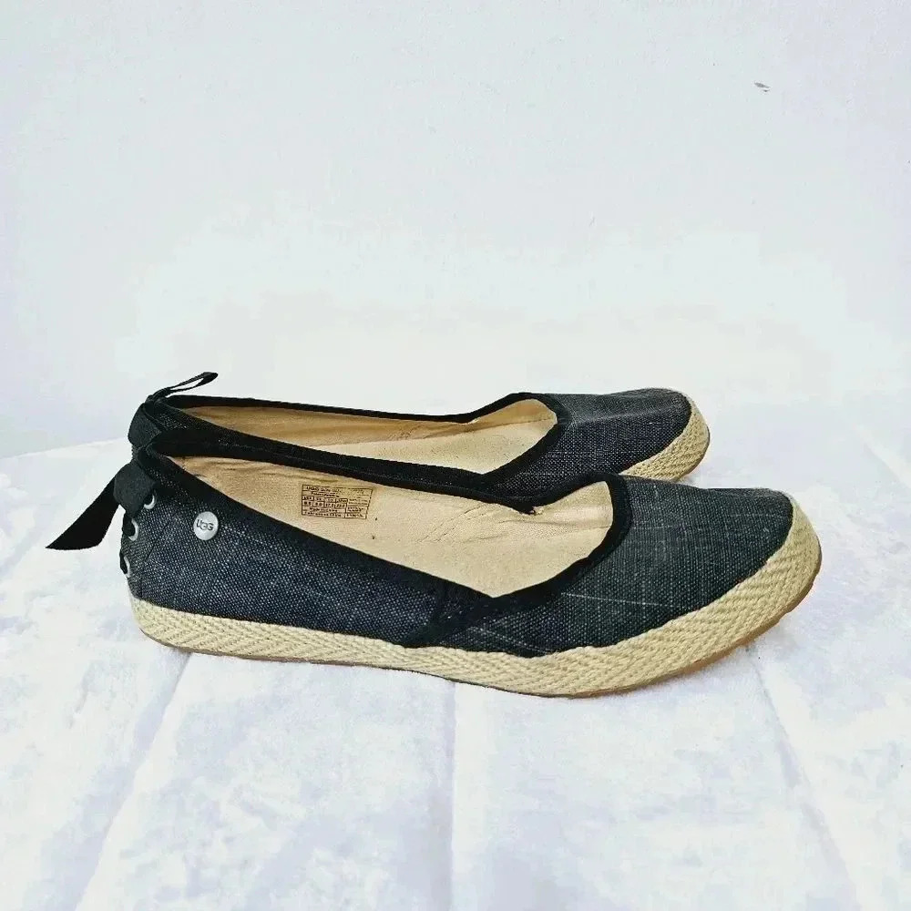 UGG black canvas espadrille flats 6.5 - Picture 7 of 13